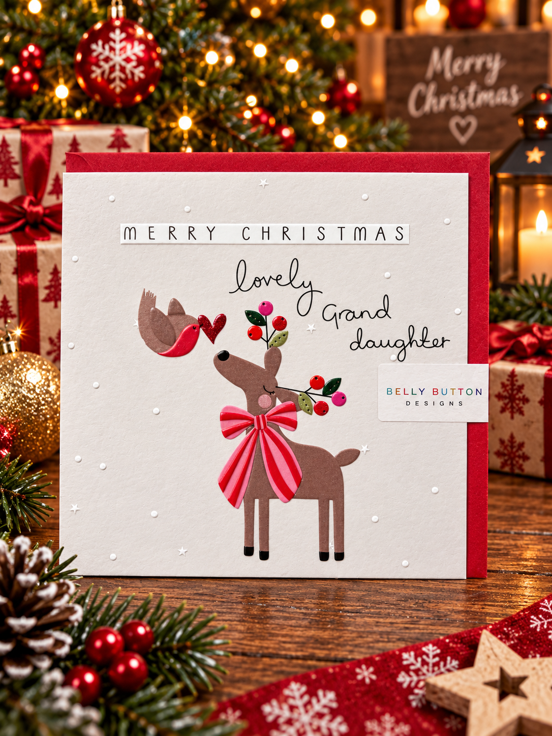 Belly Button Merry Christmas Lovely Grand Daughter Card