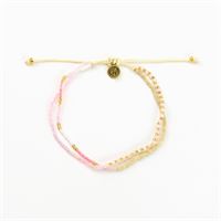 Pineapple Island Double Beaded Anklet Pink Gold