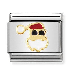 030225/09 Classic S/steel,enamel,bonded yellow gold Santa  Claus Face