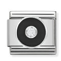 330305/15 CLASSIC Silver & enamel,1 CZ,925 silver Black Circle