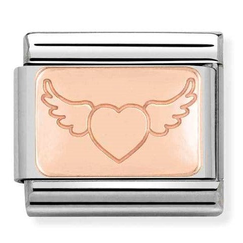 430101/16 Classic PLATES,S/steel,Bonded Rose Gold Flying Heart