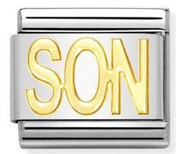030107/26 Classic WRITING,S/Steel,bonded yellow gold SON