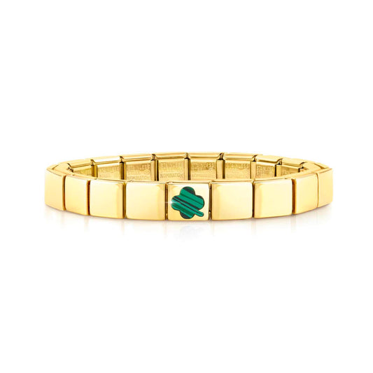 239103/09GLAM bracelet , 1 symbol, YELLOW GOLD finish Four-leaf clover MALACHITE