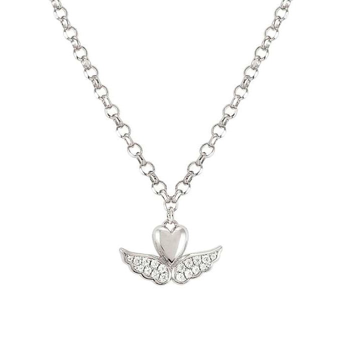 SWEETROCK  ROMANCE necklace,925 silver, CZ.Silver Winged Heart 148022/068