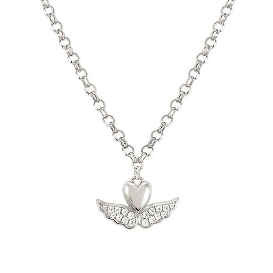 SWEETROCK  ROMANCE necklace,925 silver, CZ.Silver Winged Heart 148022/068