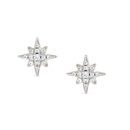 SWEETROCK  ROMANCE earrings,925 silver,CZ,Rose Gold Plate Wind Rose