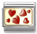 030284/59 Classic PLATES steel , enamel and 18k gold Hearts plate
