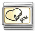 030284/60 Classic PLATES steel , enamel and 18k gold Heart love you