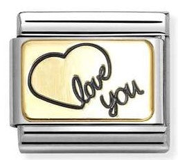 030284/60 Classic PLATES steel , enamel and 18k gold Heart love you