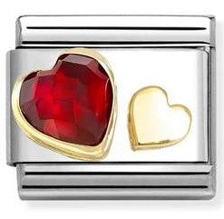 030613/05 Classic FACETED CZ,SYMBOLS,steel, 18k gold Red heart
