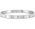 PRETTY BANGLES bracelet , steel, cz PAVE MEDIUM SIZE Heart