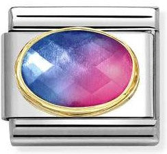 030612/036 Classic Faceted Stones, 18k gold Light Blue Red