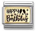 030166/60 Classic PLATES (IC)Steel, 18k gold Happy Birthday