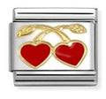 030207/55 Classic LOVE in stainless steel with enamel and 18k gold RED hearts cherries