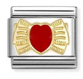030207/56 Classic LOVE in stainless steel with enamel and 18k gold Bow with RED heart
