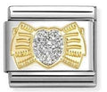 030220/25 Classic GLITTER SYMBOLS in steel, enamel and 18k gold Bow with SILVER heart