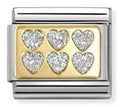 030224/08 Classic GLITTER PLATES in steel, enamel and 18k gold SILVER hearts online