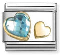 030613/07 Classic C.Z. FACETED with SYMBOLS steel, 750 gold LIGHT BLUE HEART