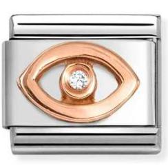 430305/49 Classic S/Steel,9k rose gold, CZ WHITE eye