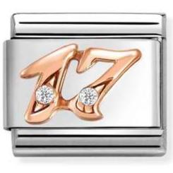 430315/17 Classic NUMBERS steel, zircon and 9k rose gold 17