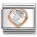 430607/010 Classic C.Z. HEART FACETED steel, 375 gold White