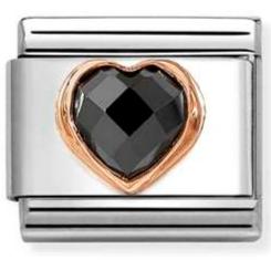 430607/011 Classic C.Z. HEART FACETED steel, 375 gold Black