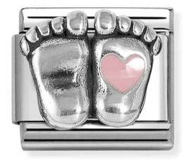 330204/31 Classic SYMBOLS,S/steel, enamel and 925 sterling silver Pink rounded feet