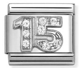 330304/49 CL SYMBOLS steel , CZ  and 925 sterling silver Number 15