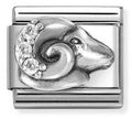 330326/01 Classic ZODIACO RELIEF steel,CZ,925 sterling silver Aries