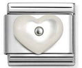 330509/17 Classic STONE SYMBOLS in steel and 925 sterling silver WHITE MOTHER OF PEARL heart