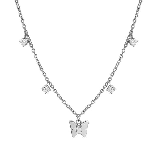 MYSOPHIE necklace in steel and cubic zirconia butterfly