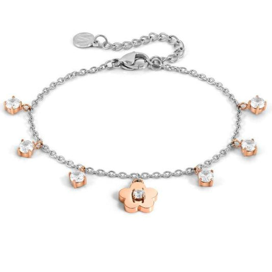 MYSOPHIE bracelets in steel with fin. BITON and cubic zirconia Flower
