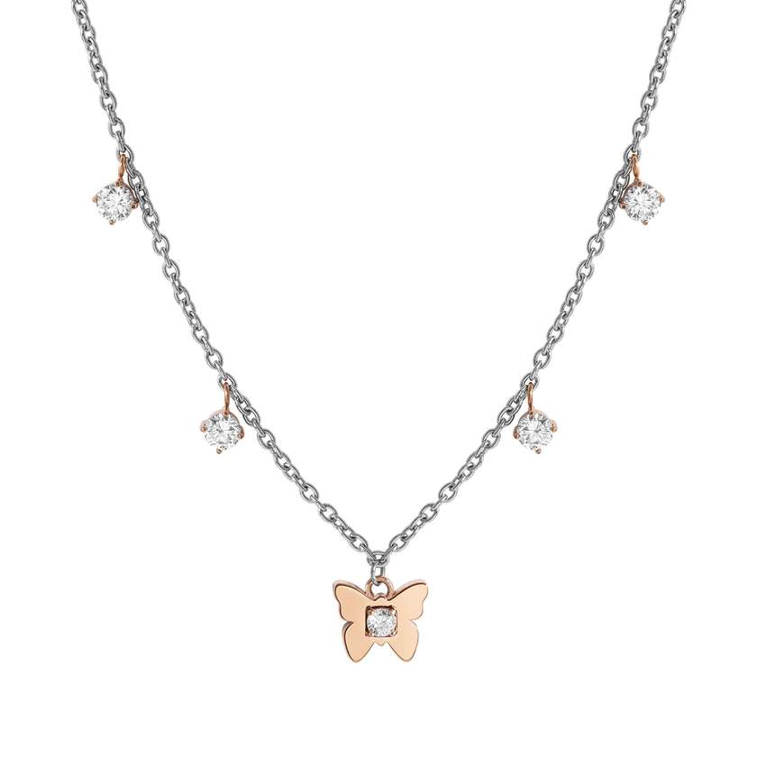MYSOPHIE necklace in steel with BITONE fin. and cubic zirconia butterfly