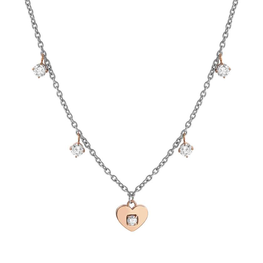 MYSOPHIE necklace in steel with BITONE fin. and cubic zirconia Heart