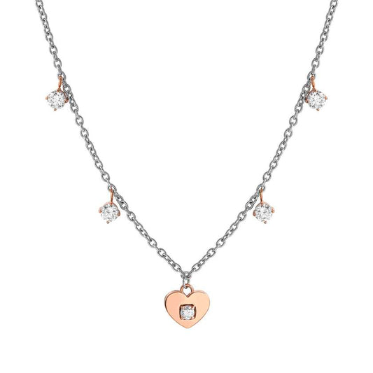 MYSOPHIE necklace in steel with BITONE fin. and cubic zirconia Heart