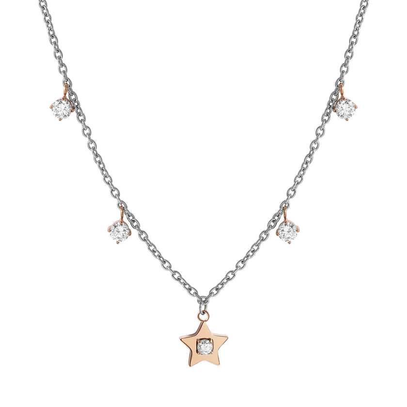 MYSOPHIE necklace in steel with BITONE fin. and cubic zirconia Star