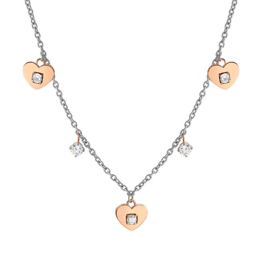 MYSOPHIE necklace in steel with BITONE fin and cubic zirconia (RICH) Heart