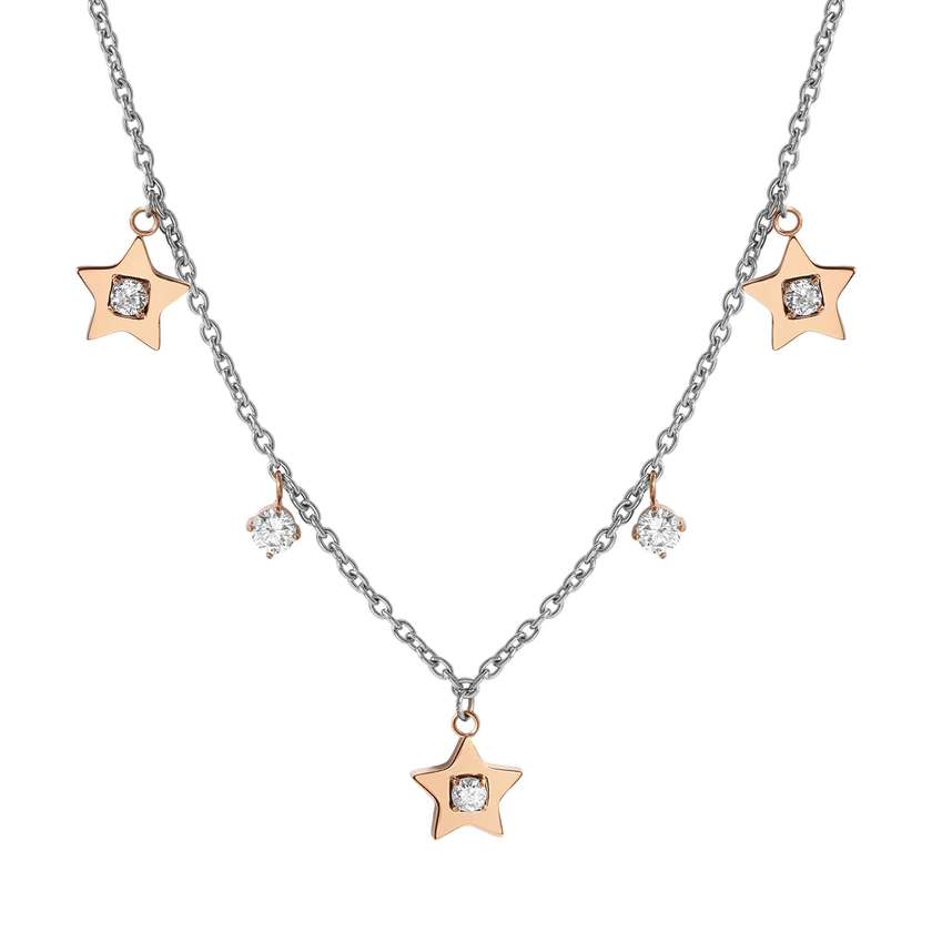 MYSOPHIE necklace in steel with BITONE fin and cubic zirconia (RICH) Star