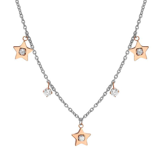 MYSOPHIE necklace in steel with BITONE fin and cubic zirconia (RICH) Star