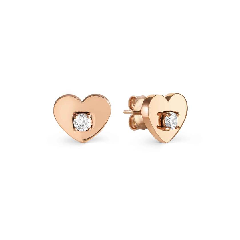 MYSOPHIE earrings in steel with fin. ROSE GOLD and cubic zirconia Heart