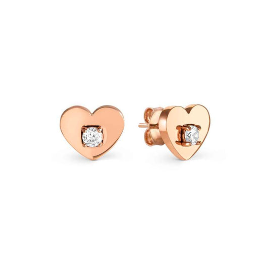 MYSOPHIE earrings in steel with fin. ROSE GOLD and cubic zirconia Heart