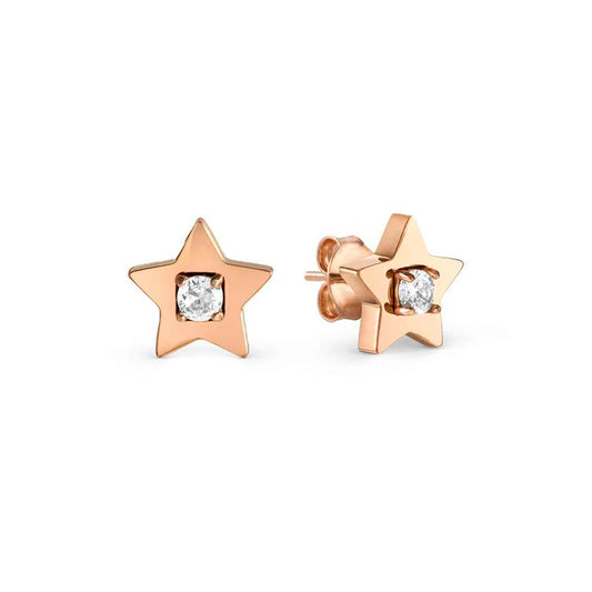 MYSOPHIE earrings in steel with fin. ROSE GOLD and cubic zirconia Star
