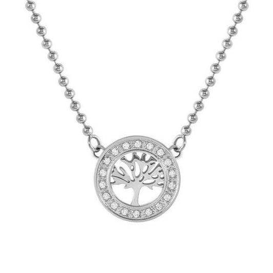 SOFFIO D'AMORE necklace in steel and cubic zirconia Tree life