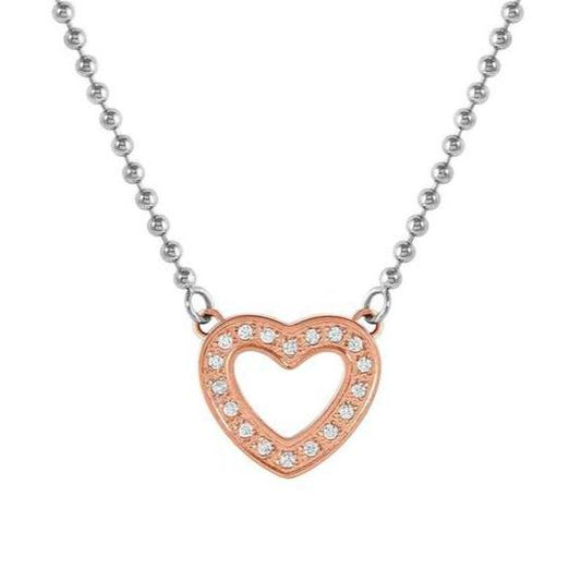 SOFFIO D'AMORE necklace in steel with fin. BITONE and cubic zirconia Heart