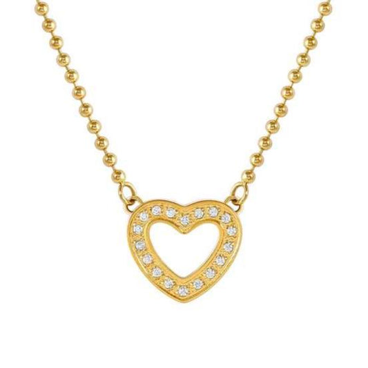 SOFFIO D'AMORE necklace in steel with fin. YELLOW GOLD and cubic zirconia Heart