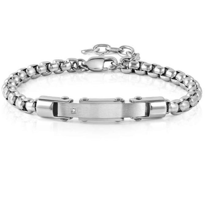 STRONG bracelet ed. DIAMOND, steel, 1 diamond, chain Steel