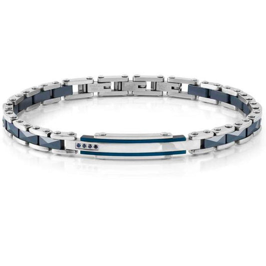 STRONG bracelet ed. DIAMOND, steel, ceramic and 4 stones Blue sapphire