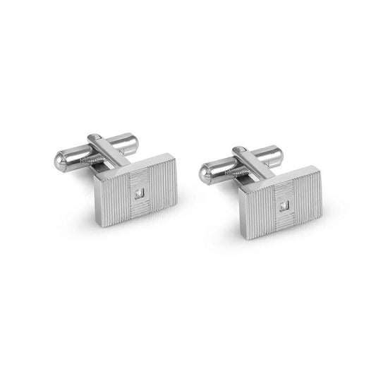 STRONG cufflinks ed. DIAMOND.steel (STRIPED) and diamond WHITE