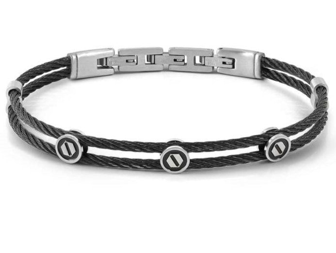 #SEALOVER steel cable bracelet with fin. BLACK PVD Anchor 135001/002