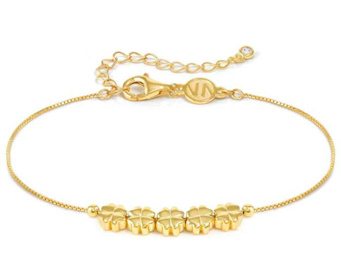 ARMONICA bracelet in 925 sterling silver (RICH) and cubic zirconia Four Leaf Clover Gold